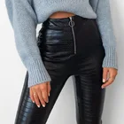 Сексуальные черные облегающие Женские брюки из искусственной кожи с узором под крокодила, модная уличная одежда, женская модель 2020