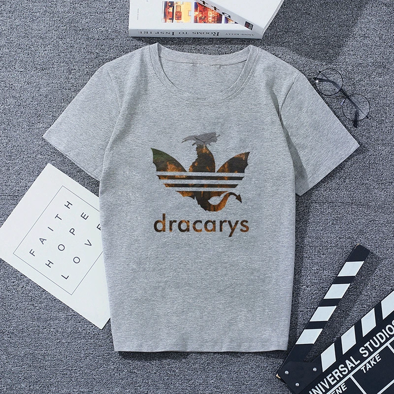 Новинка Dracarys «Игры престолов» Женская футболка женская летняя футболка с принтом дракона серые повседневные уличные модные футболки - Цвет: 2557
