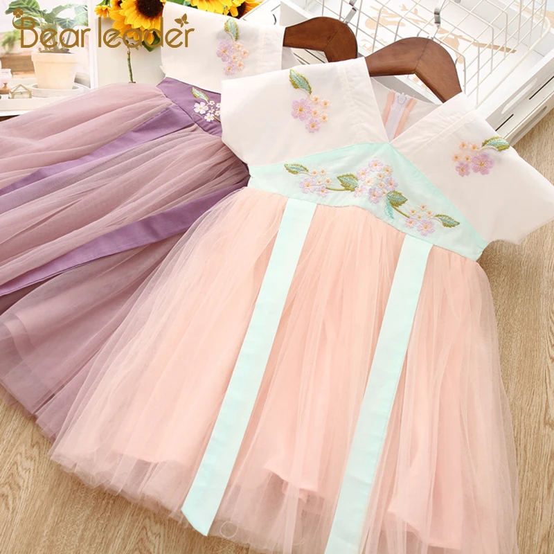 Bear Leader/Новинка 2022 года Модная одежда принцессы Милое Сетчатое платье-Чонсам с