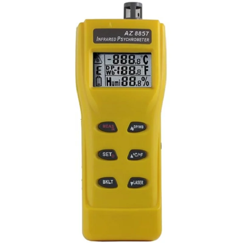 

AZ 8857 IR Hygrometer Use For Measure the Air Temperature,Surface Temperature,Humidity and Temperature Differential Measurement.