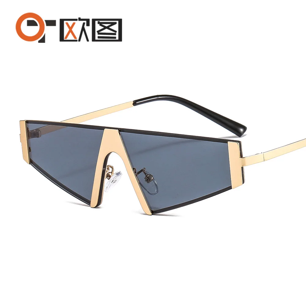 

2021 new metal personality frameless sunglasses UV400 anti-ultraviolet modern catwalk street shooting men and women sunglasses