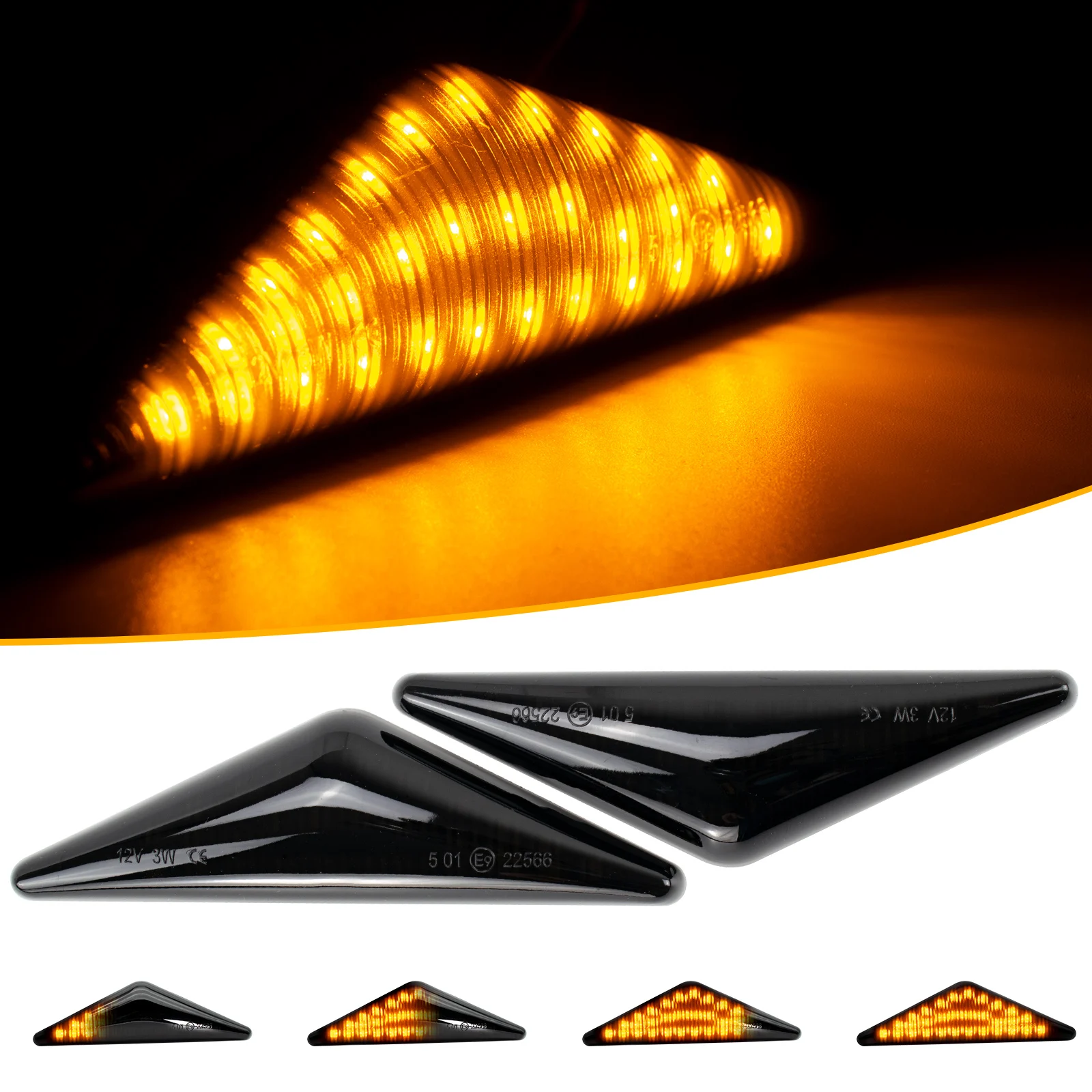 

2x Car Turn Signal Lateral Side Marker Lamp LED Amber Flashing Strobe Light Indicator For Ford Mondeo MK3 Focus MK1