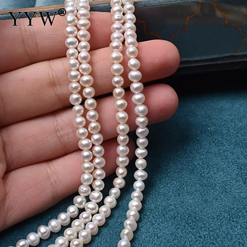 Cultured Round Freshwater Pearl Beads Natural Fashion Jewelry Diy White 4-5mm 15.35-15.75 Inch Strand For Making | Украшения и