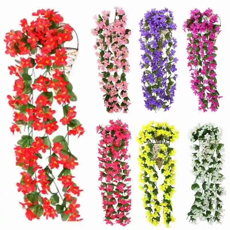 

Artificial Violet Orchid Flower Vine Balcony Office Fashion Wedding Decoration Party Ornaments Wall Hanging Fake Flower