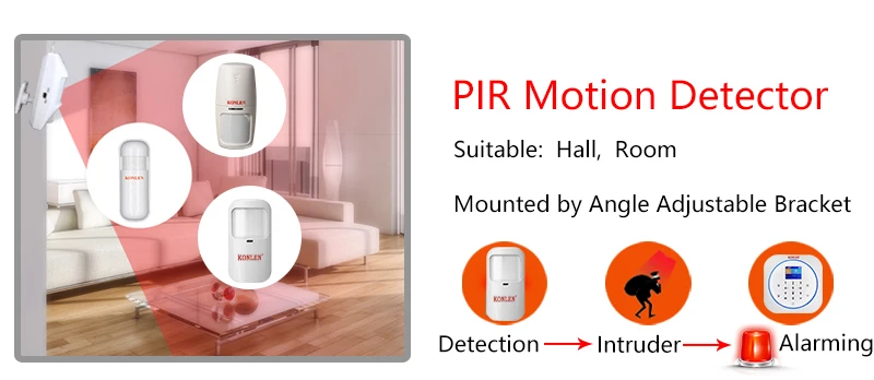 Беспроводной детектор движения Pir датчик окна двери пожарный детектор дыма и газа стробоскоп сирена 433 МГц аксессуары для системы сигнализации KONLEN