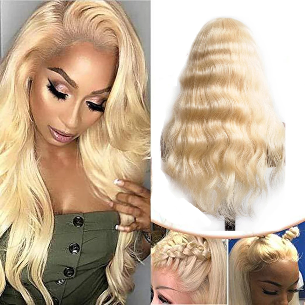Бразильские волнистые волосы Remy Blonde 4*4 парик из 613 человеческих волос для черных женщин предварительно сорвал с волосами младенца