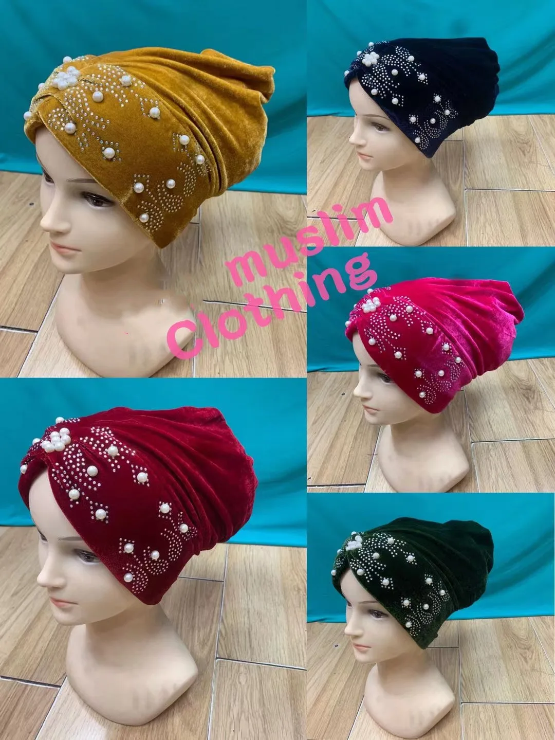 

Женская однотонная Шапка-тюрбан с жемчугом