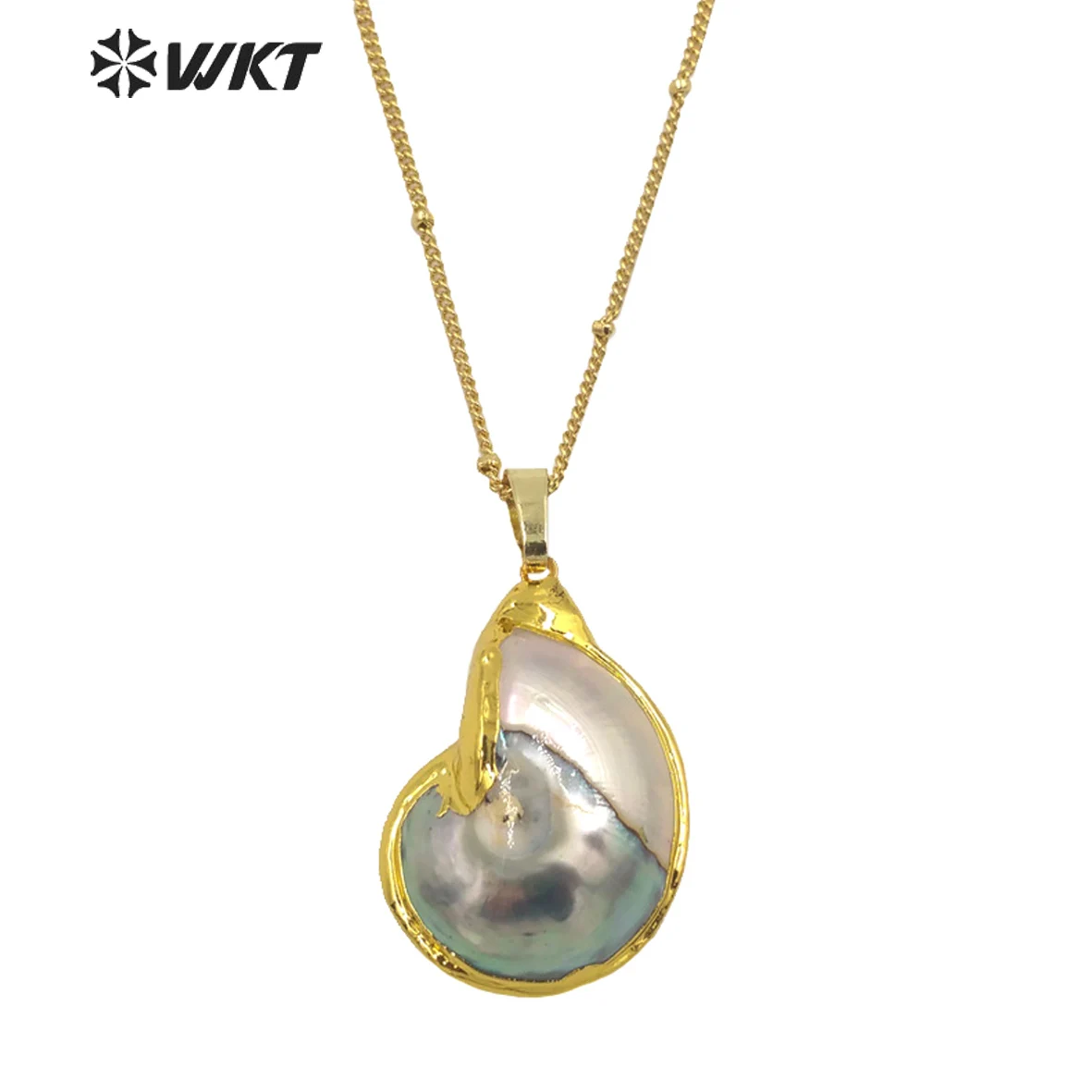 

WT-JN170 WKT Retro Court Mabe fossil natural stone beautiful necklace for romantic party gift necklace