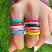 10pcs new candy color enamel rings for women fashion simple open finger ring wholesale jewelry female bijoux