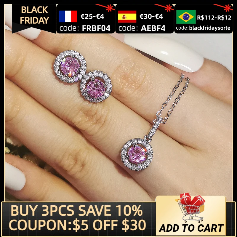 

2pcs Pack Real 925 Sterling Silver Jewelry Engagement Wedding Bridal ForLove For Brides Ring African J5848-pink