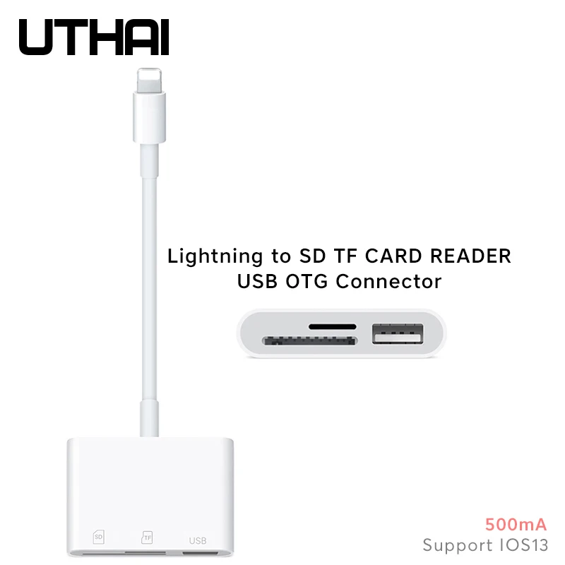 

Адаптер UTHAI C53 для чтения карт SD, TF на Lightning, USB, OTG