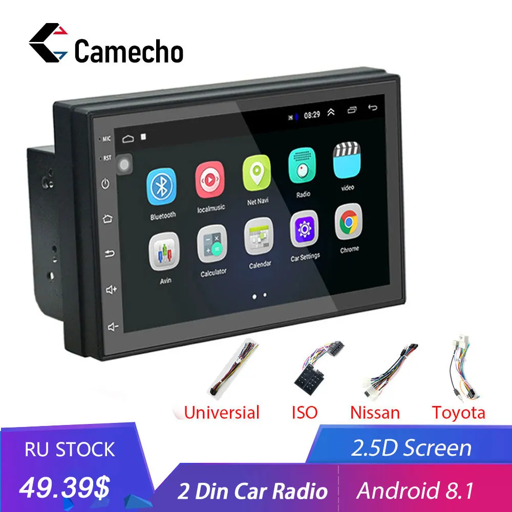 Camecho Android 8,1 2 Din Автомобильный Радио Мультимедиа Видео плеер Универсальный Авто Стерео gps карта для Volkswagen Nissan Kia Toyota