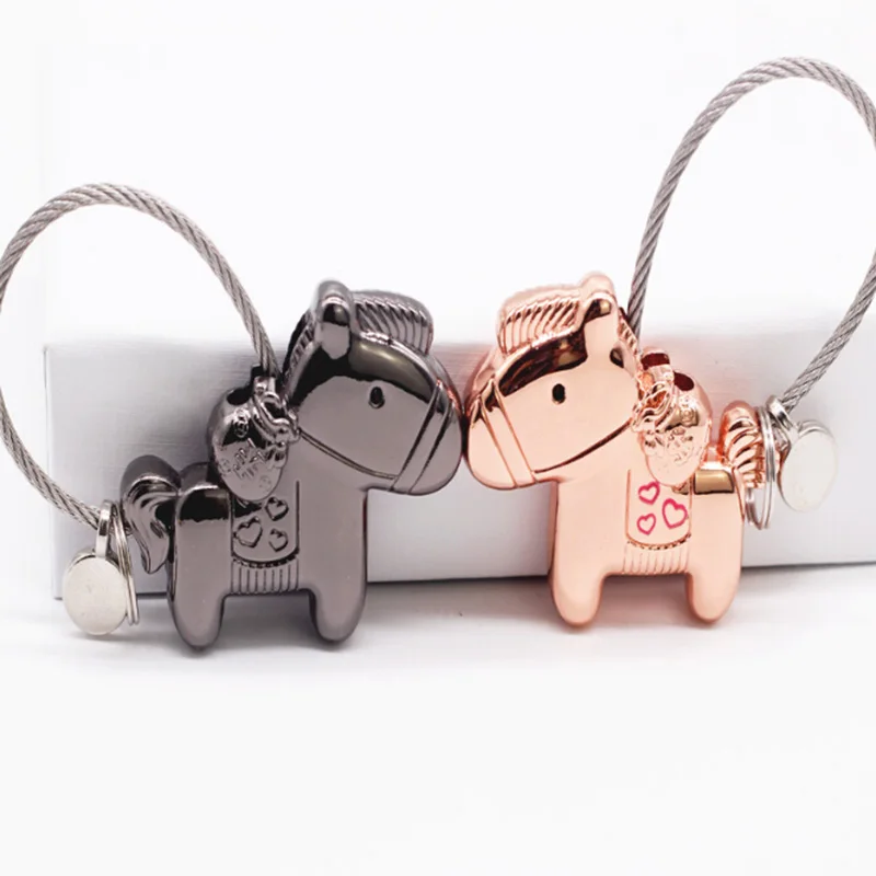 Для женщин мужчин сладкий поцелуй брелок Симпатичные лошади пара лошадь