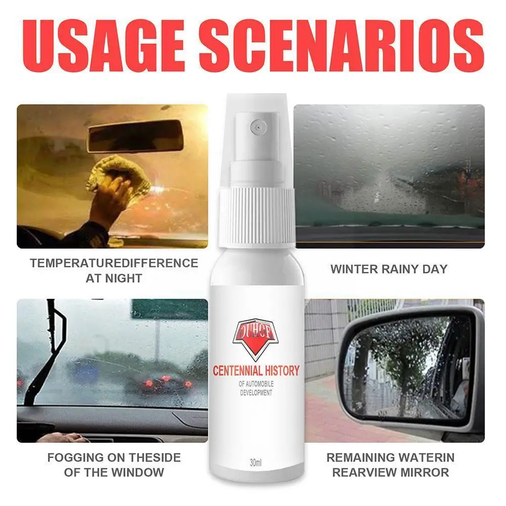 

30ml All-purpose Car Anti-fog Agent Car Glass Cleaner Helmet Coating Auto Defogging Spray Window Glasses Hydrophobic J4x2