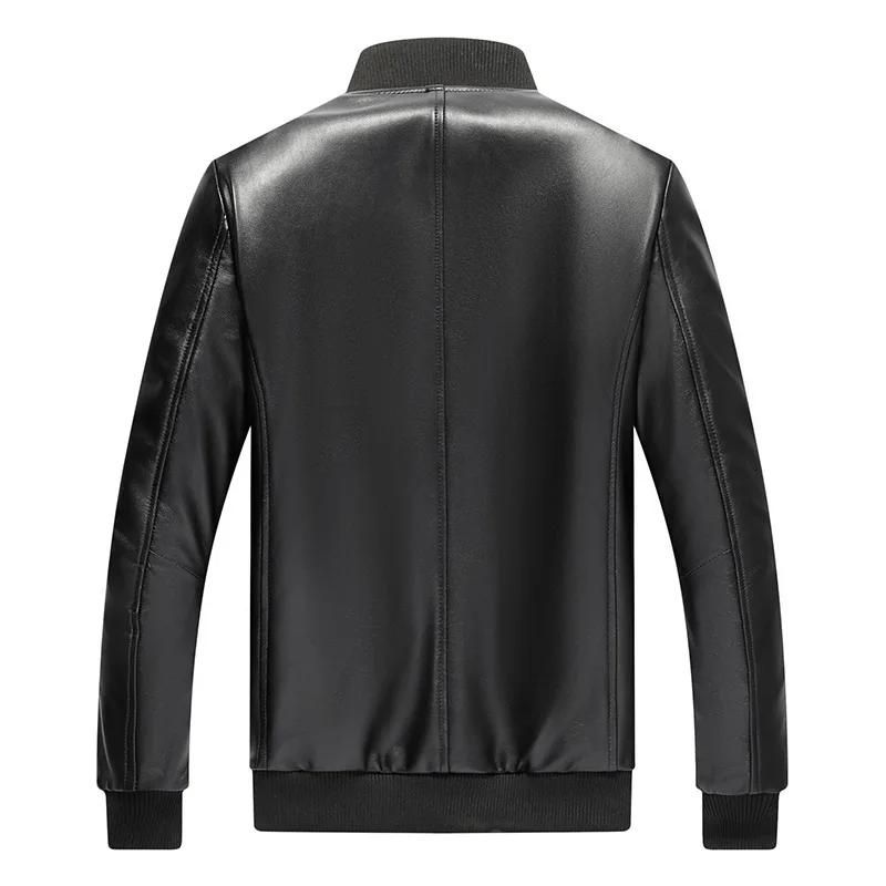 Брендовая мужская одежда Повседневная куртка из натуральной кожи со стоячим
