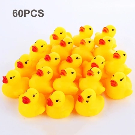 60pcs 60-120 шт./лот милые резиновые утки детская ванночка игрушки для душа плавательный бассейн визгливый звук резиновые игрушки для детей - Цвет: 60pcs