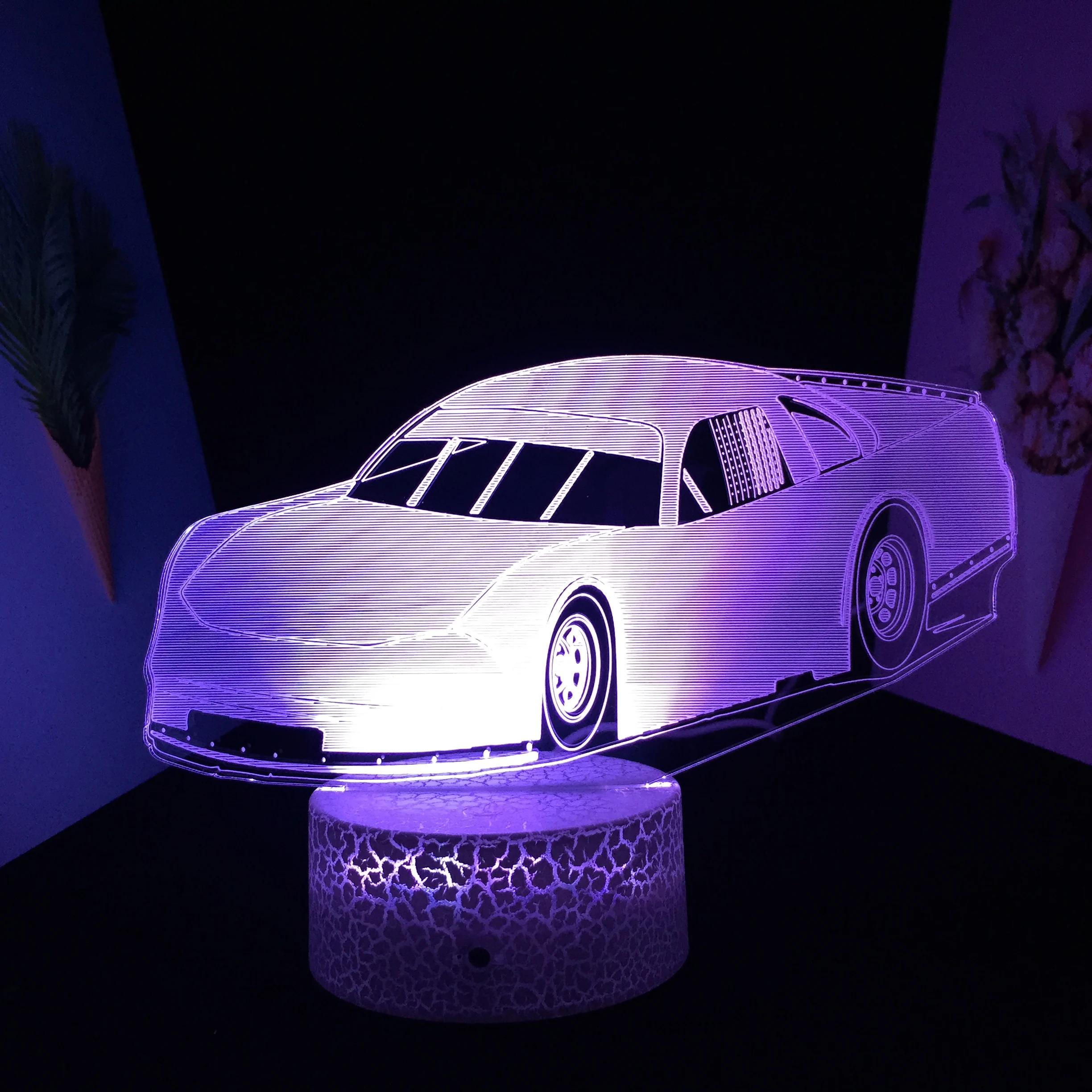 

Автомобильная серия супер спортивный автомобиль узор 3D Светодиодная лампа Акриловая световая направляющая пластина визуальная Иллюзия бе...