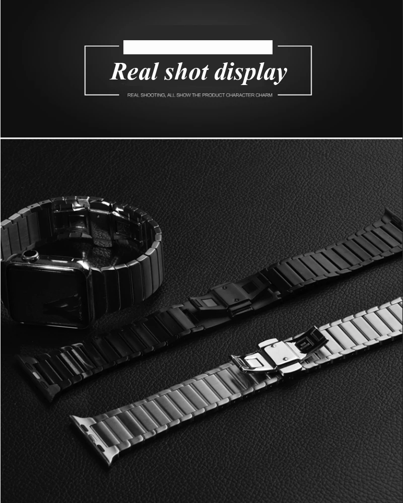 Ремешок из нержавеющей стали для Apple Watch band 5 4 44 мм 40 мм iWatch 3 2 band 42 мм/38 мм Бабочка Пряжка металлический браслет аксессуары