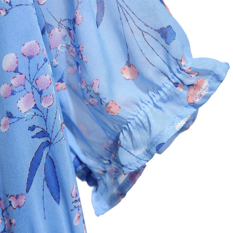 

Women's Clothing Summer Plus Size Dresses for Women 4XL 5XL 6XL Bow Collar Short Sleeve Elastic Waist Floral Printed Dress