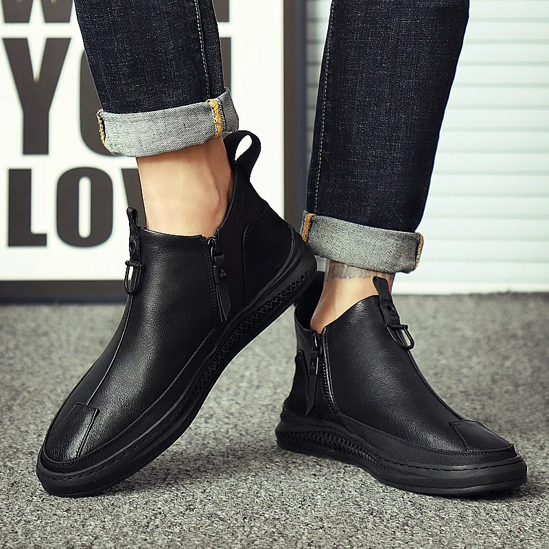 ZYYZYM/мужская повседневная обувь Кожаные черные мужские туфли на плоской подошве