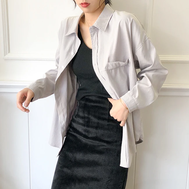 Модные свободные однотонные женские рубашки Blusas Mujer De Moda Весна Осень Новые темно-зеленые женские блузки с длинным рукавом Топы 6720 50
