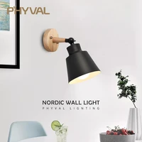 phyval wood lamp bedroom 10mm wooden base wall lamp with plug macaron modern wall sconce for liviing room