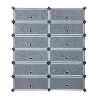Cube Storage Unit Durable Stackable 12-Cube Shoe Rack, DIY Plastic Storage Organizer,Modular closet cabinet with Doors