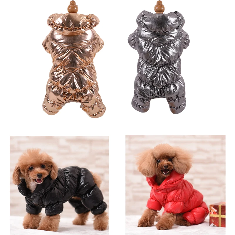 Зимнее теплое пальто для собак куртка утепленный пуховик с четырьмя ножками