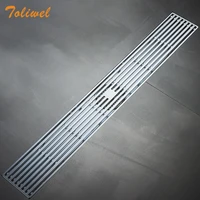 8 x 60cm brass rectangle bathroom shower drain floor trap waste grate wire style extra long antique chrome nickel finish