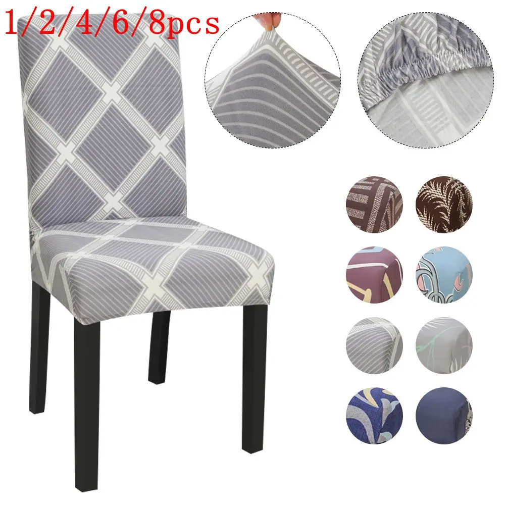 1/2/4/6/8 шт спандекс чехлы для стульев напечатанные эластичные универсальные Чехлы