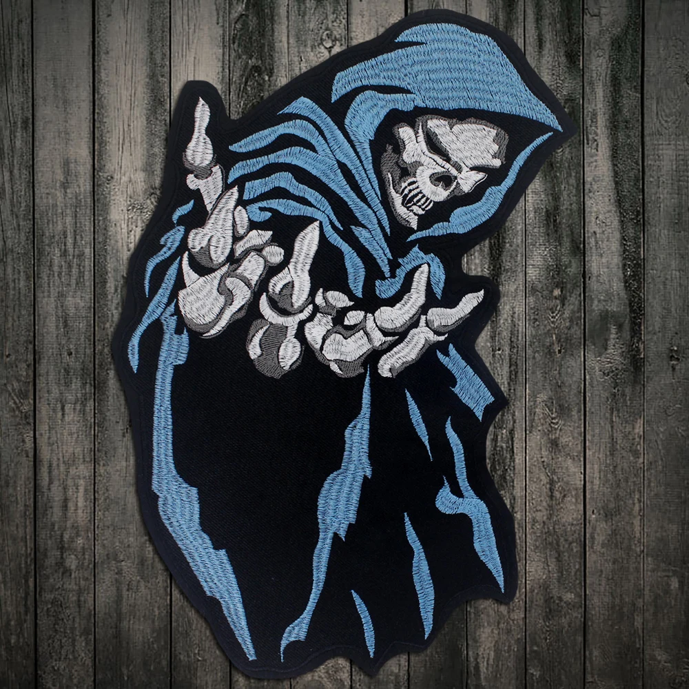 Вышитый череп большие нашивки на спину байкерские куртки мотоциклетная жилетка