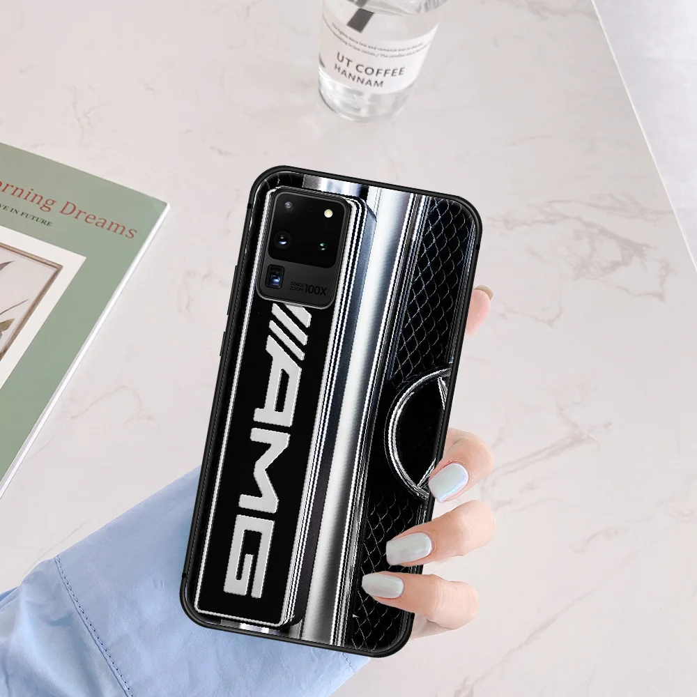 

Luxury Mercedes Benz Amges Car Phone Case Cover Hull For Samsung Galaxy S 6 7 8 9 10 e 20 Edge Uitra Note 8 9 10 Plus black Back