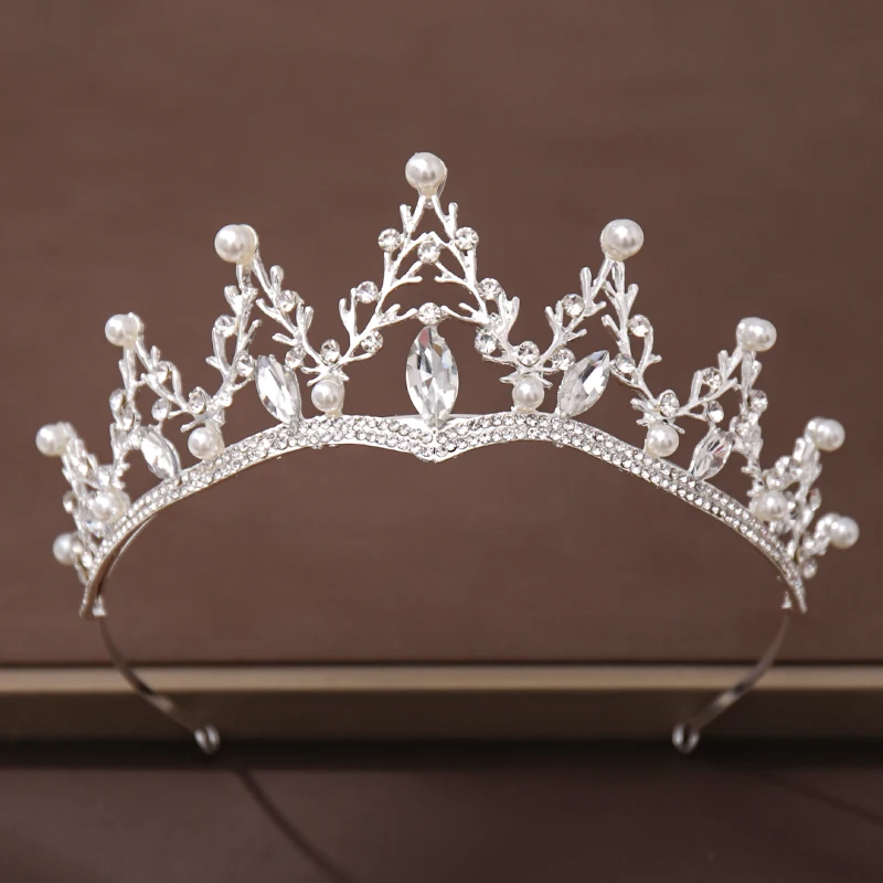 Модная диадема серебряного цвета Корона со стразами и кристаллами женское