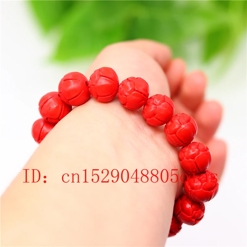 15 мм бусины Лотос эластичный браслет китайский натуральный красный Органическая
