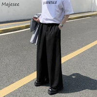 casual pants men black straight loose all match mopping male trousers trendy high street wide leg breathable summer stylish ins