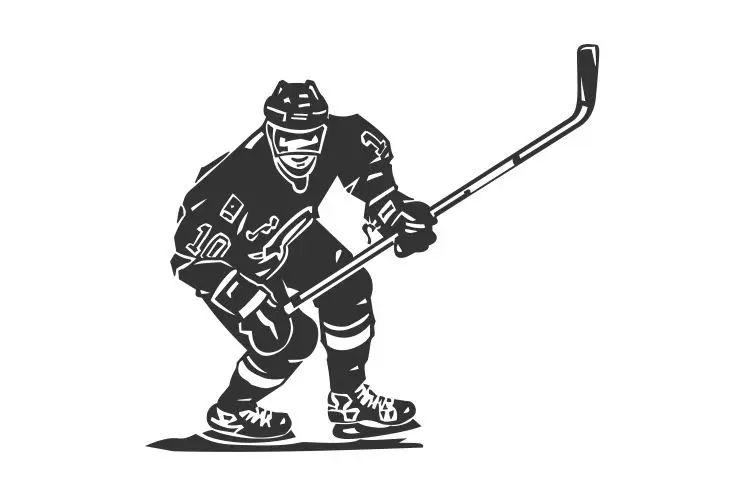 Молодой человек держит кий Стик готов играть Хоккей автомобиль наклейка для