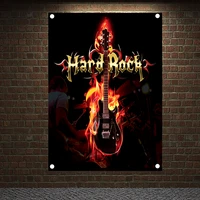 rock and roll stickers band posters banner flag music training background wall painting piano musical instrument store decor 2