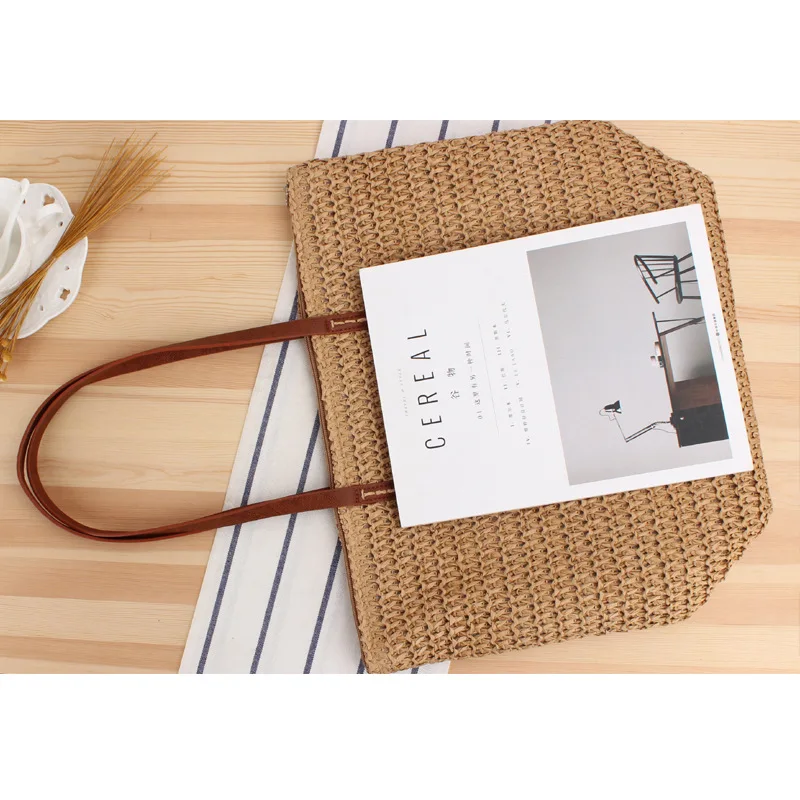 

Summer Large Capacity Straw Shoulder Bag Rattan Beach Bags Woven Handle Bag Casual Lady Totes Handbag Shopping Handbag Clutch