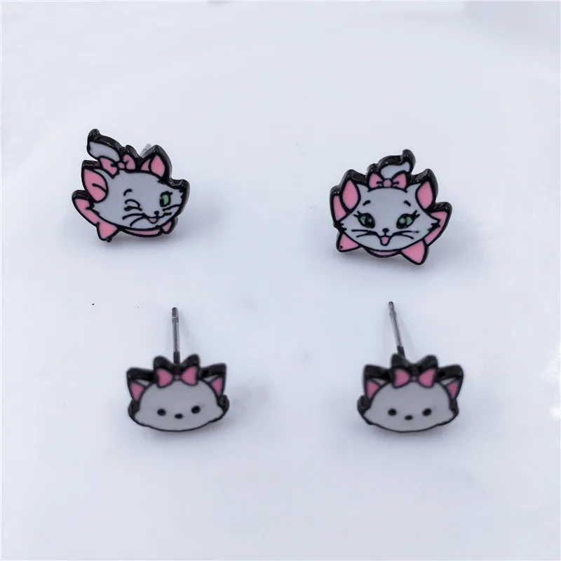 EUPNHY Marie Aristocats, женские Мультяшные Сережки для девочек, милые серьги-гвоздики с эмалью кота, ювелирные изделия, аксессуары для подарков