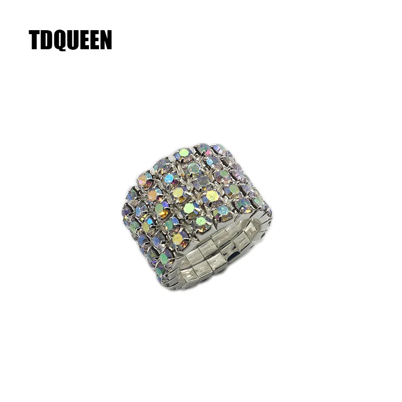 5 рядов кольца с кристаллами AB для женщин посеребренные блестящие красочные
