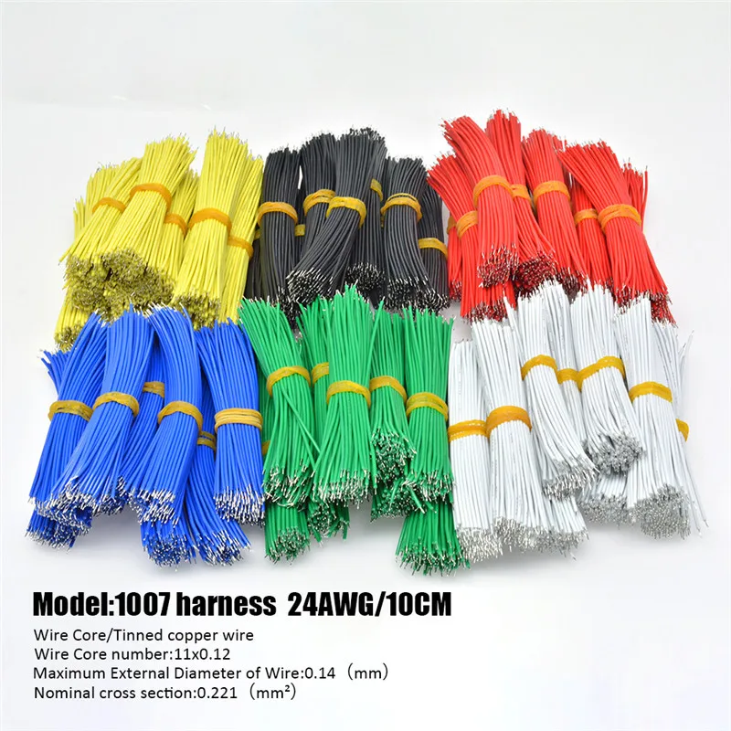 

100pcs/pack 10cm UL1007 24AWG Jumper Wire Double Solder Wire Ultra Flexiable Electronic Cable 6 Colors PCB Solder Cable