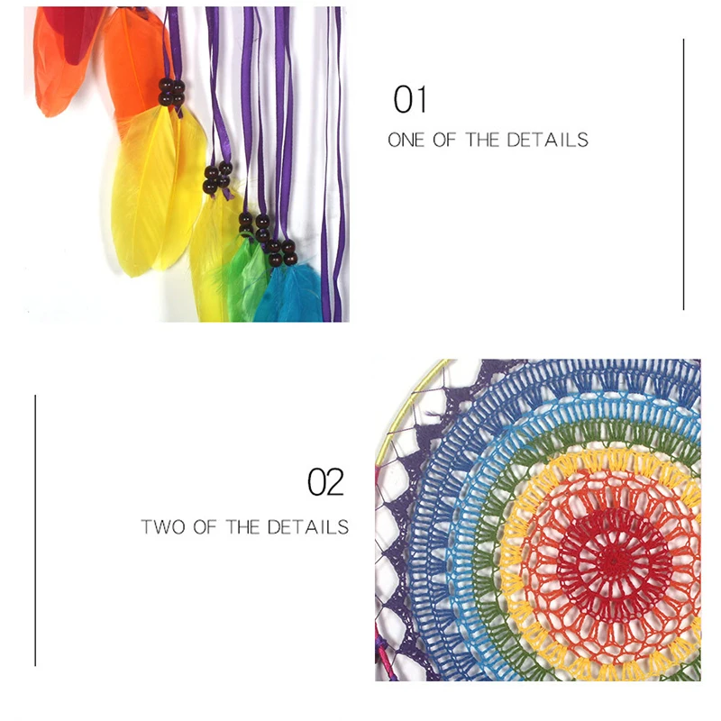 Ловец снов ручной работы 35 см с радужной кисточкой|Ловцы и подвесные украшения| |