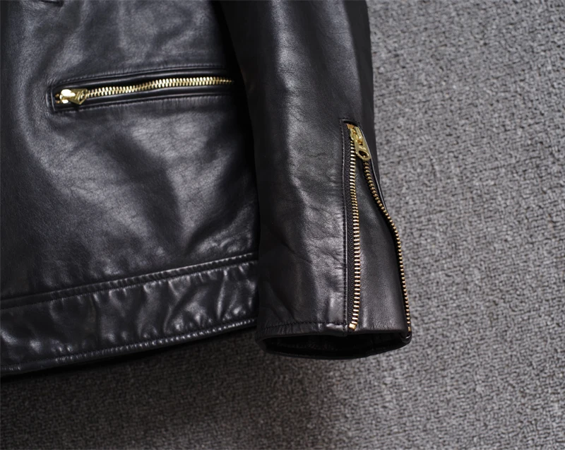 Мужская кожаная куртка из овчины в японском стиле с отворотом | одежда