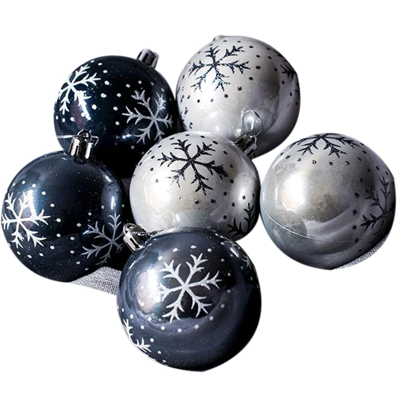 

8cm Snowflake Christmas Ball Painted Hand-Painted Black Gray Christmas Ball Decoration Ball Hanging Ball