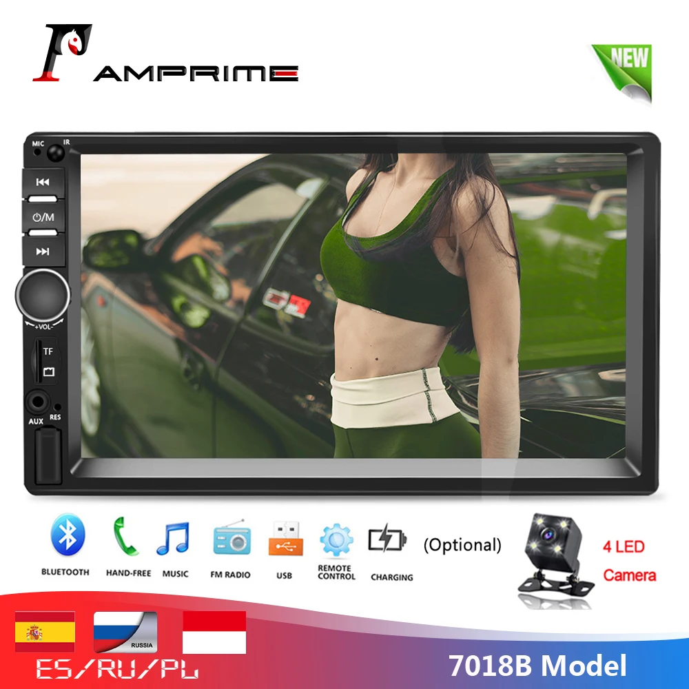 AMPrime Автомобильный мультимедийный плеер универсальный автомобильный mp3-плеер " сенсорный автомобильный Радио BT MP5 автомобильный Автомагнитола аудио стерео с камерой заднего вида