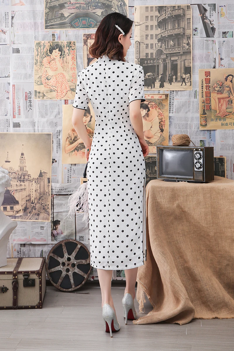 

Sexy Chiffon Cheongsam Vintage Chinese style Mandarin Collar Long Dress Womans Evening Qipao Slim Party Dresses Button Vestido