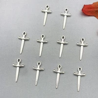 10pcs sword knife charms antique silver color cross pendant for diy jewelry making accessories earring necklace handmade making