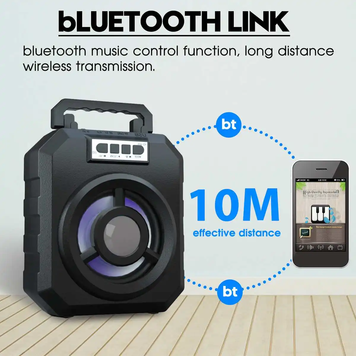 Bluetooth Колонка светодиодная портативная с поддержкой AUX FM TF карт|Портативные