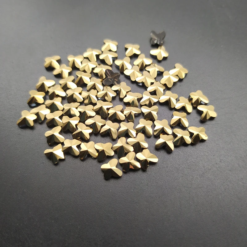 

100Pcs/Bag Gold Ore Flat Back Nail Rhinestone Top Quality Crystal Non Hotfix Nail Art Rhinestones For 3D Manicure Decoration
