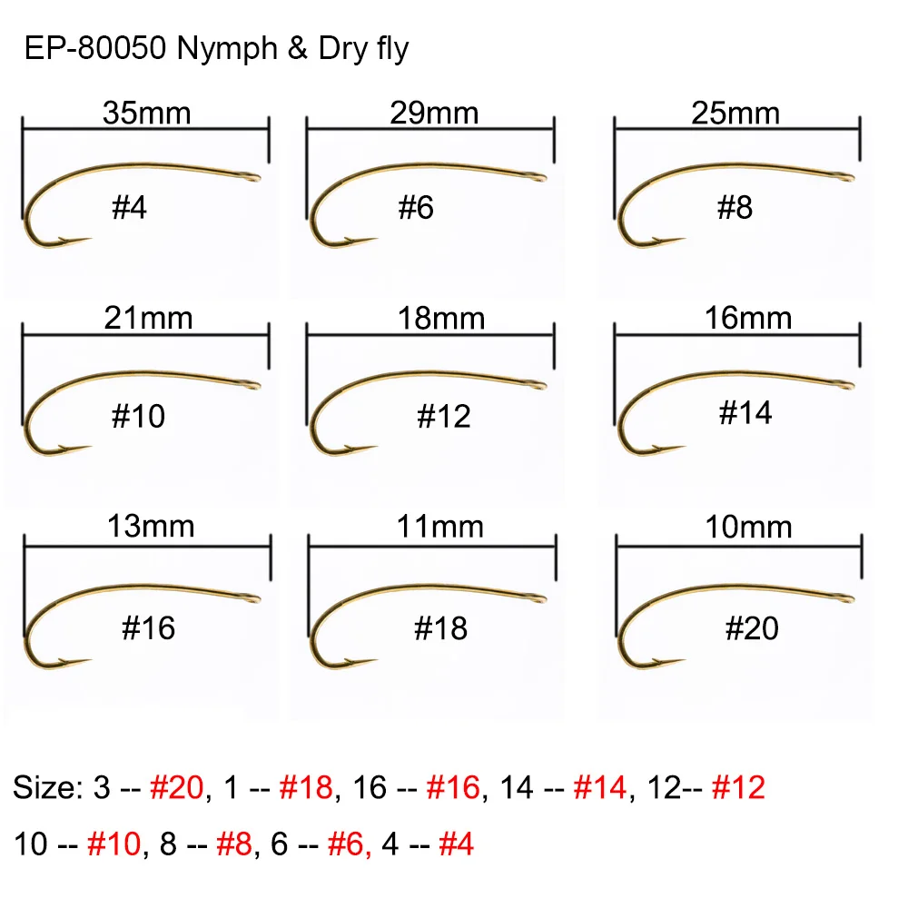 Eupheng 100 шт. Nymph сухой стример мокрого рыболовного крючка мокрого рыболовного крючок под стример кованые бронзовые Крючки для ловли нахлыстом - Цвет: EP-80050